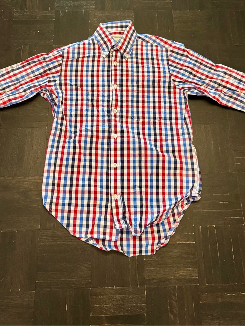 Peter Christian Plaid Button Down Shirt Red Blue Check Mens Medium